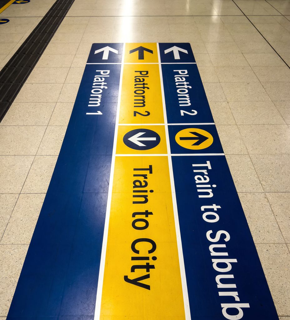 Metro Sign Sticker Wayfinding Floor Sticker Project for Australian Metro Stations ...